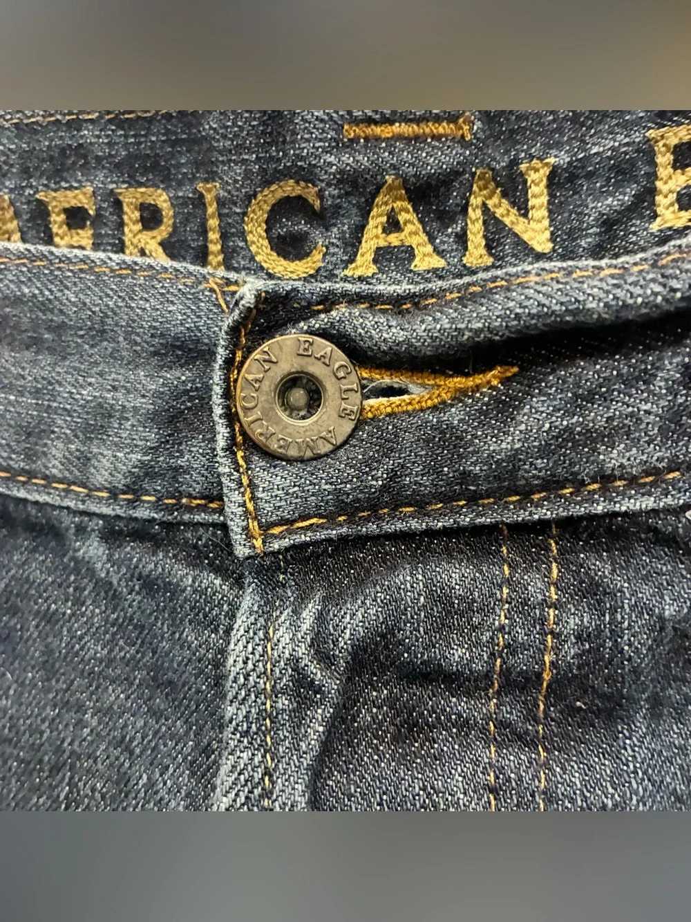 American Eagle Button Fly Blue Jeans Skinny Straight Mens 36x32